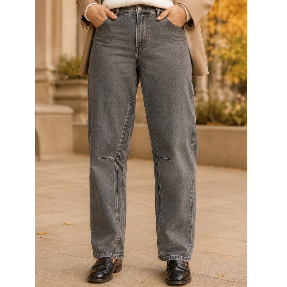Madewell‎ The Darted Barrel-Leg Jean Washed Black Lunar Carbon Denim 32T Tall
